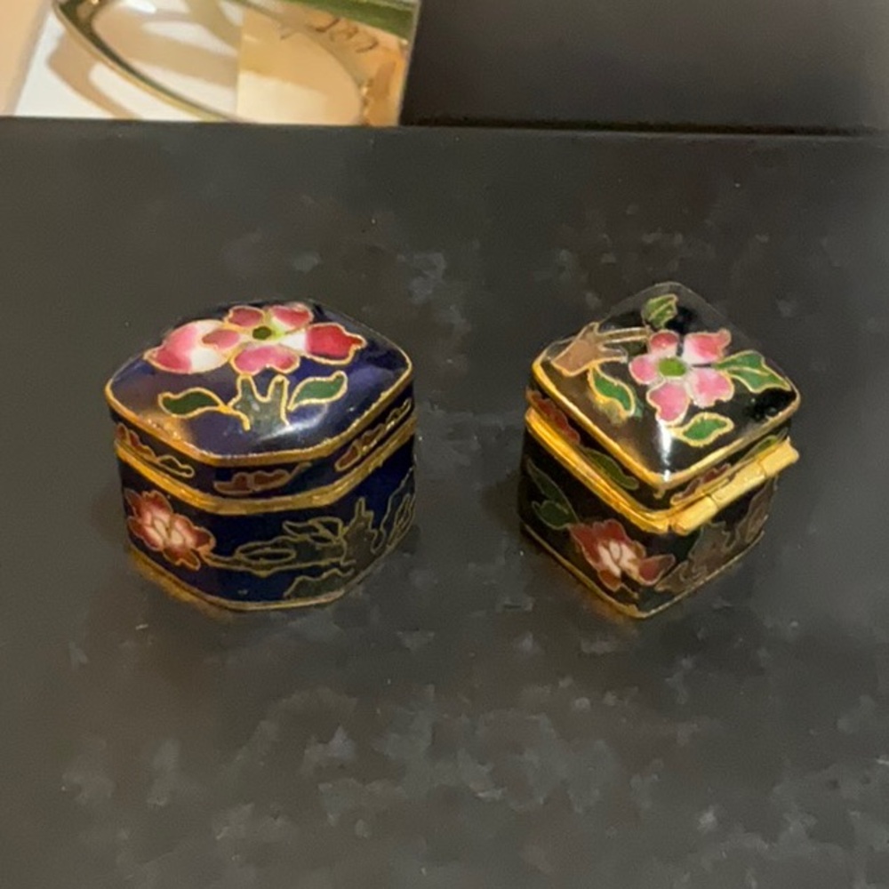 Cloisonné Floral Enamel Trinket Boxes